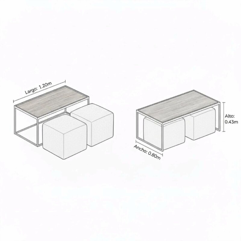 MESA CENTRO CON PUFF AF 100X50 (CD) Unica