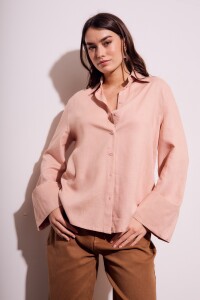Camisa Con Lino Rosa