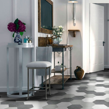 PORCELANATO PISOS Y REVESTIMIENTOS DE 19.8X22.8 HEXAGONAL BLANCO MATE SERIE KRATIS PALOROSA GAMAS DE BLANCO