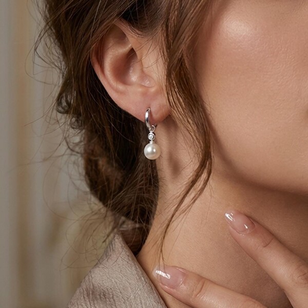 Caravanas Aros Lunea de MOON en plata 925 con brillantes y perlas / PRE-ORDER Caravanas Aros Lunea de MOON en plata 925 con brillantes y perlas / PRE-ORDER