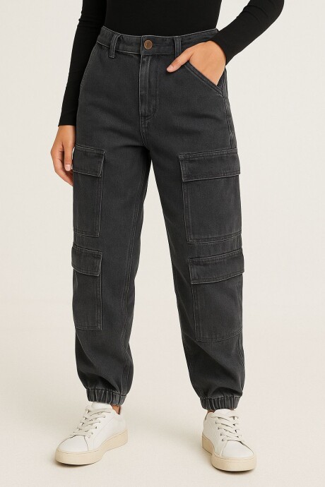 Jean Baggy Cargo 4 bolsillos Negro