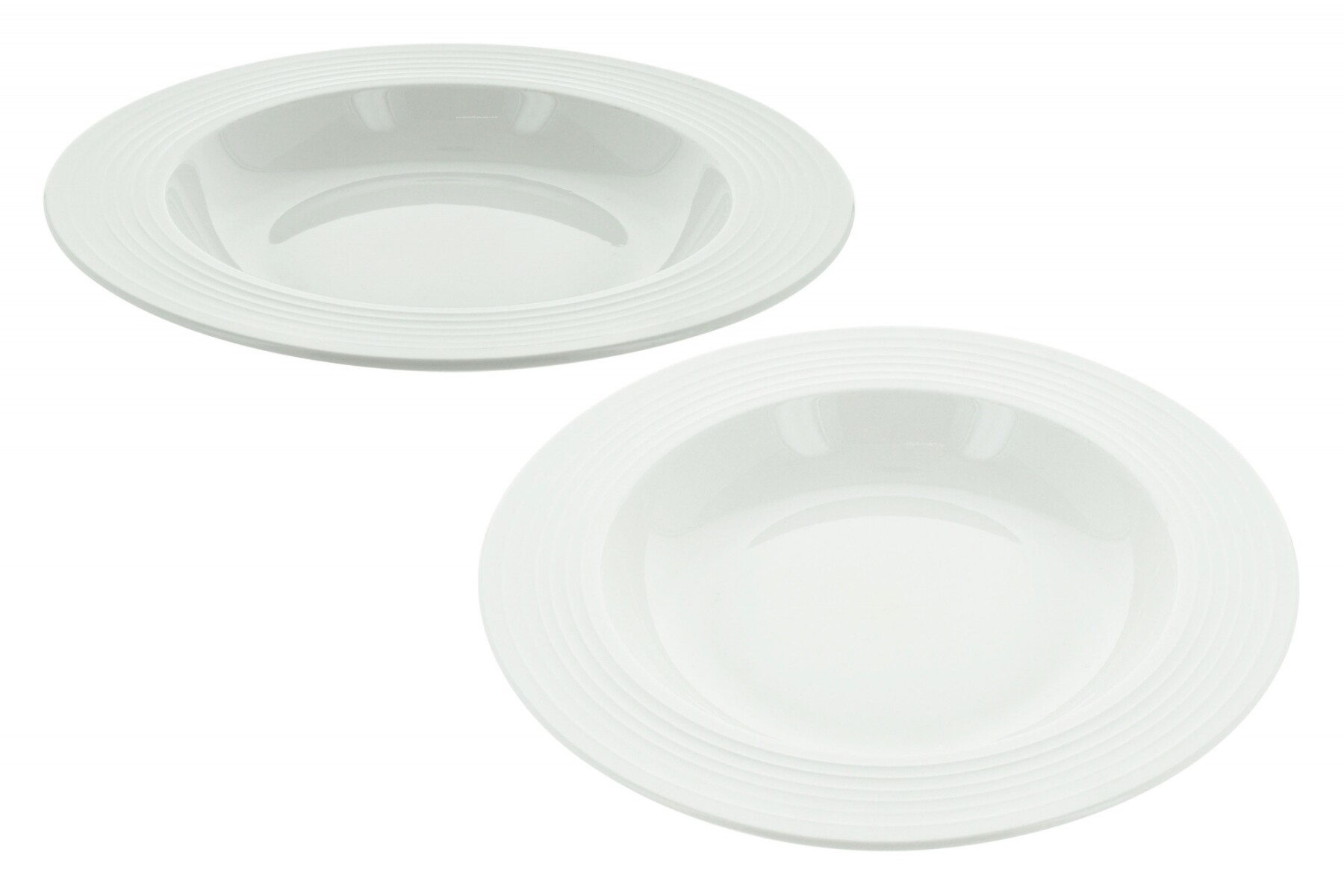 PLATO HONDO CERAMICA BCA 22X35CM BORDE LABRADO C/LINEAS 23230 Q40 