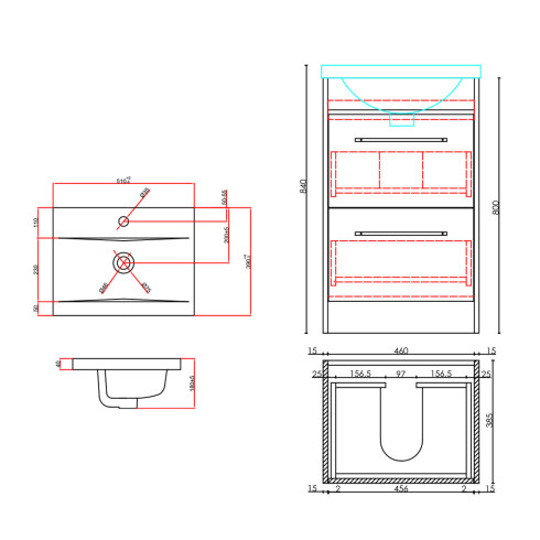 Mueble Baño Dorazio Gris Con Bacha GAMAS DE GRIS