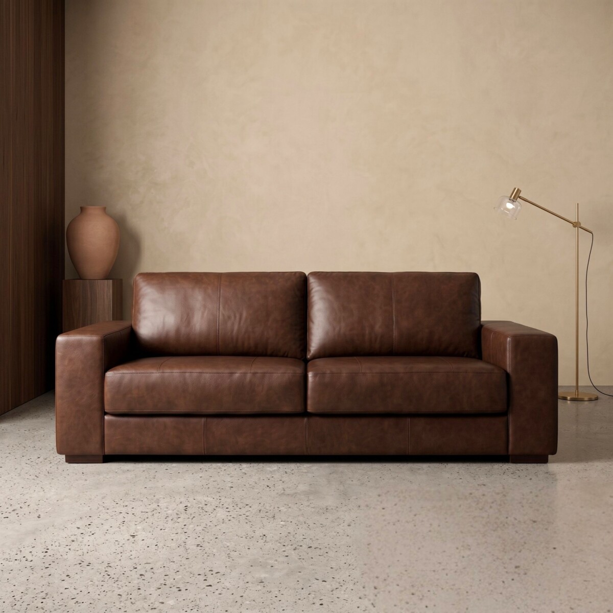 Sillón 3 cuerpos Como - 100% Cuero - Caramelo 