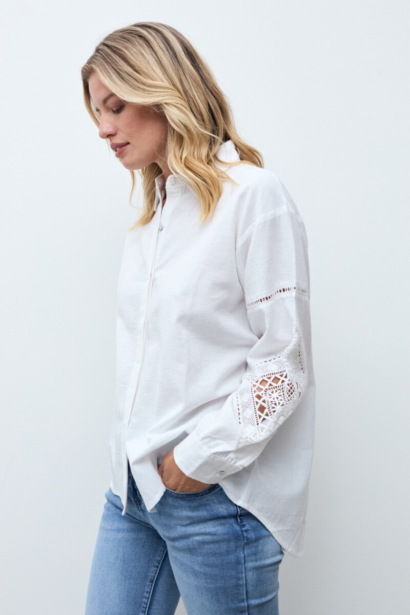 Camisa mangas caladas blanco