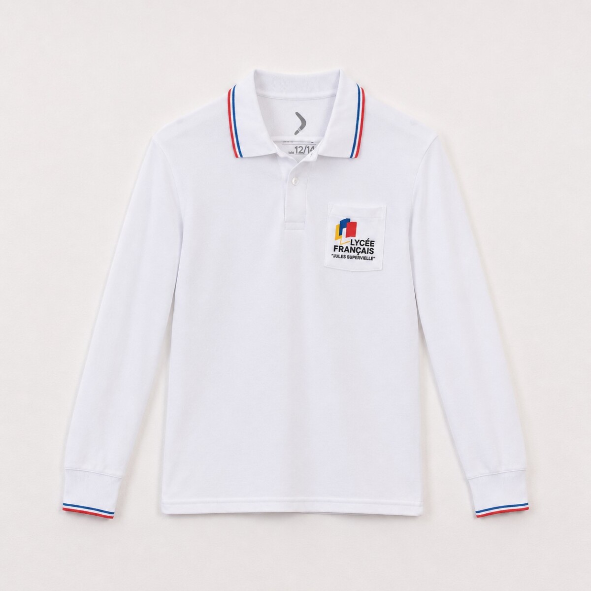Remera Polo manga larga Liceo Francés Blanco