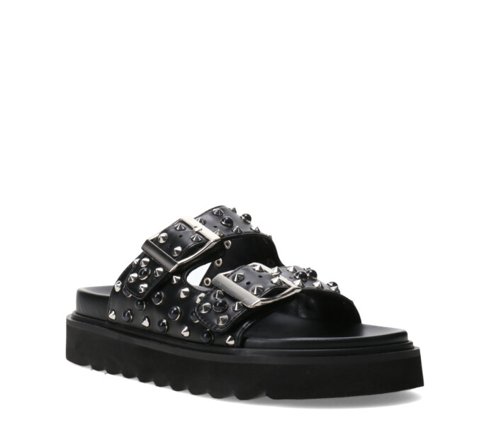 Sandalia JUNOQ con hebillas y tachas Black