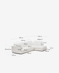 Sofá Gala 4 plazas con chaise longue derecho blanco 300 cm