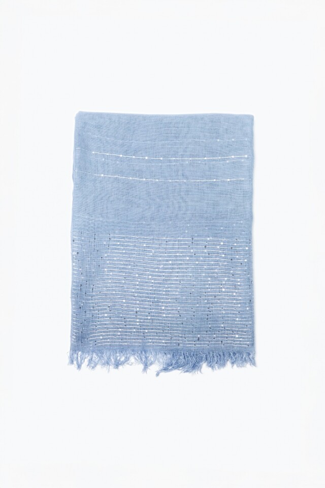 Pashmina con textura celeste