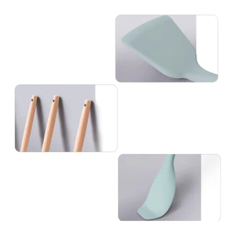 Set Cocina Menage 19Pz Utensillos Cuchillos Tabla c/Soporte Verde Claro