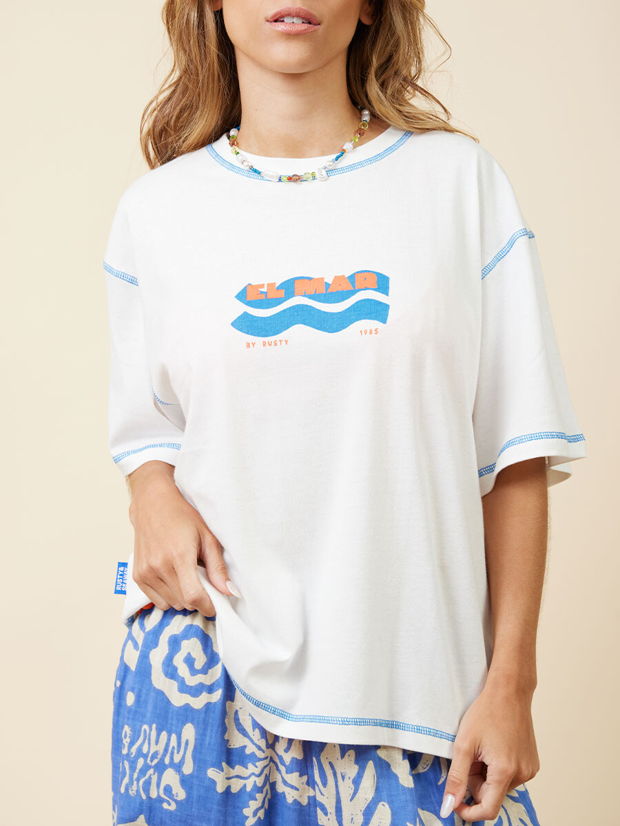 T-SHIRT PARU RUSTY - Blanco 