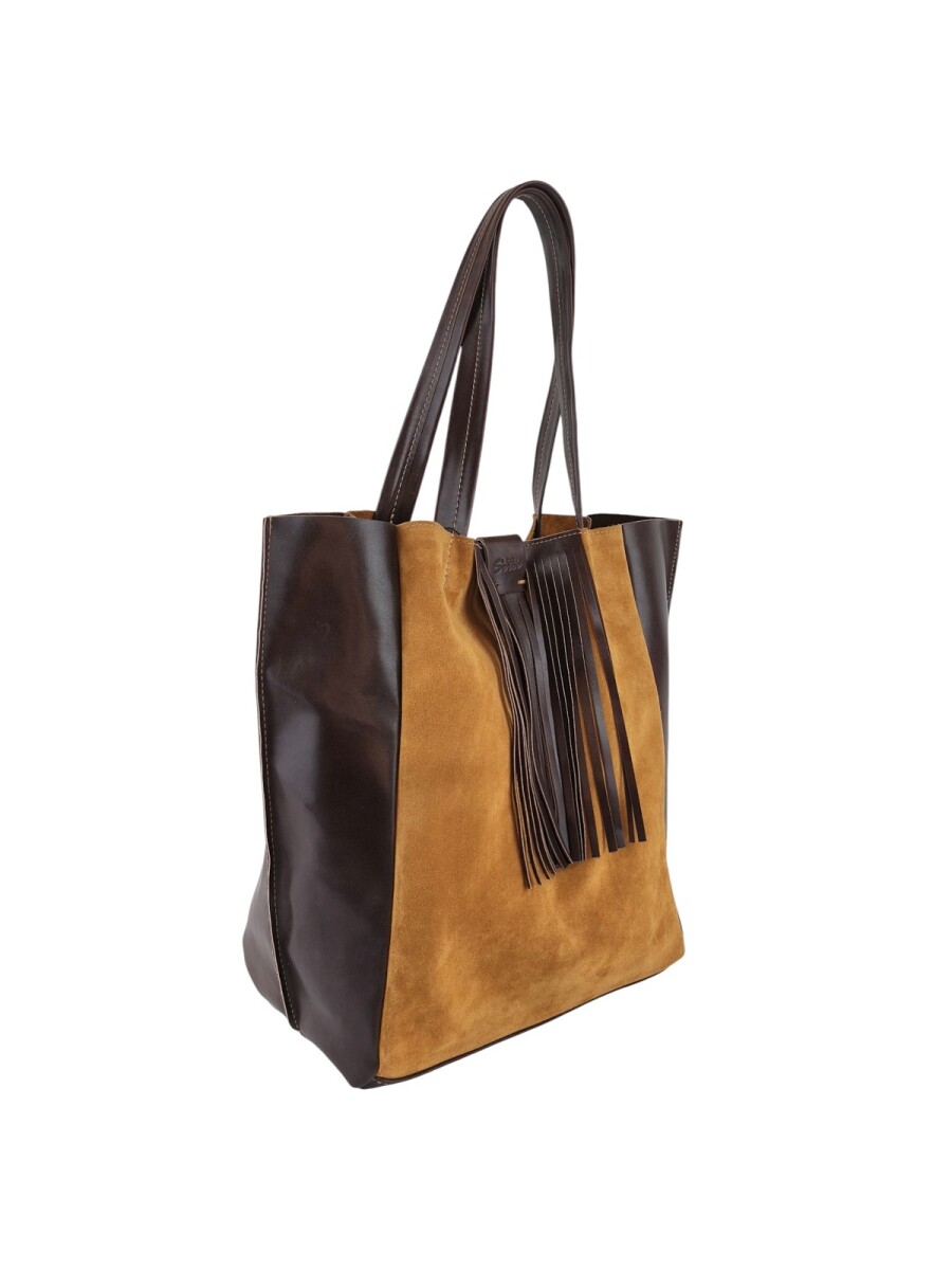 Bolso tote de cuero - Tostado 