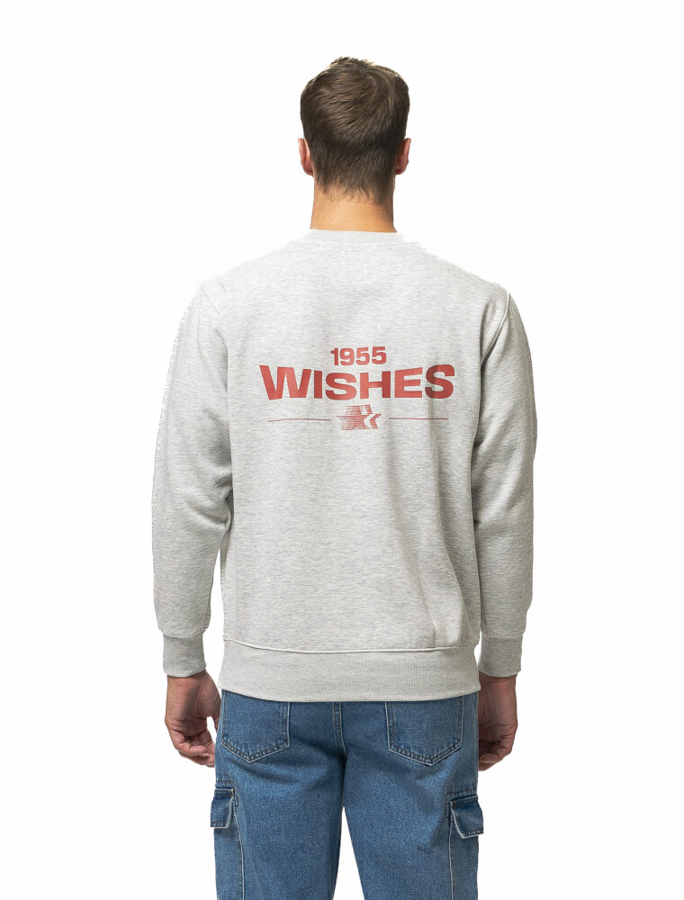 Buzo de Felpa Cuello Base Estampado Sidney Gris Claro Melange