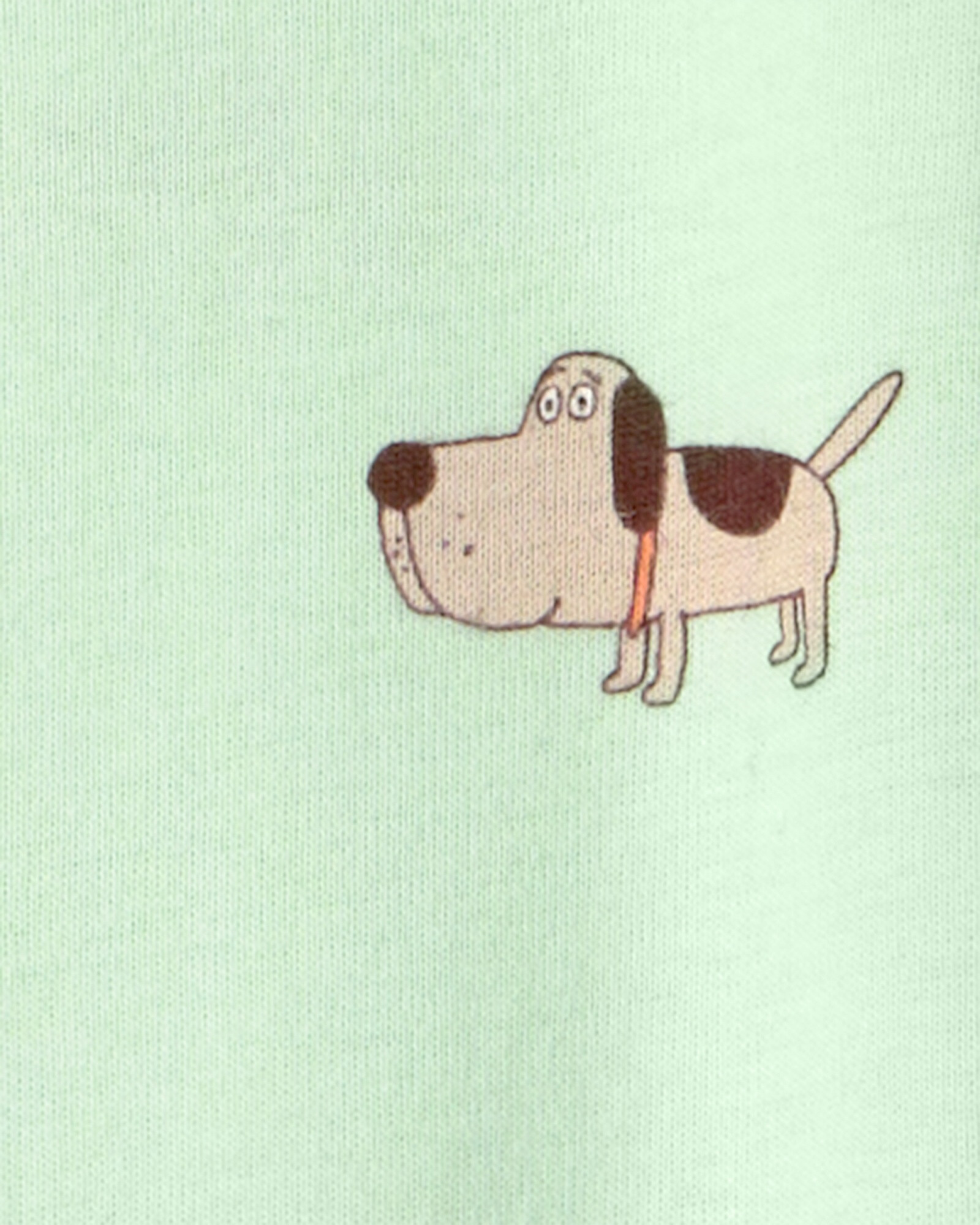 Pijama enterito de algodón con pie, verde, diseño perros. Talles 12-24M Sin color