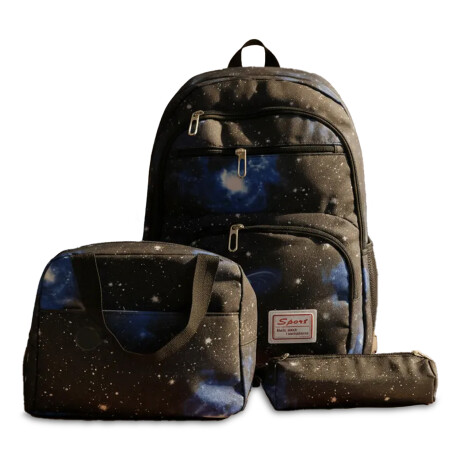 Set Mochila Lonchera Cartuchera Unisex Resistente 3 Piezas Azul