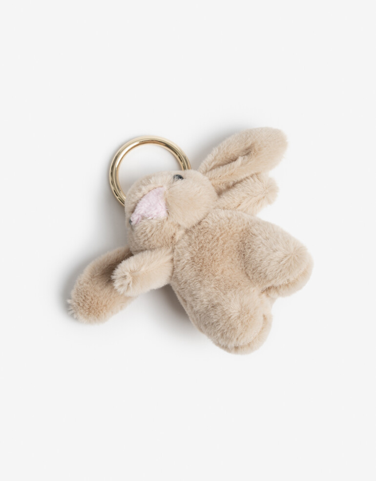 Llavero Cozy Llavero Y Bag Charm Peluche Conejo - Gris Claro