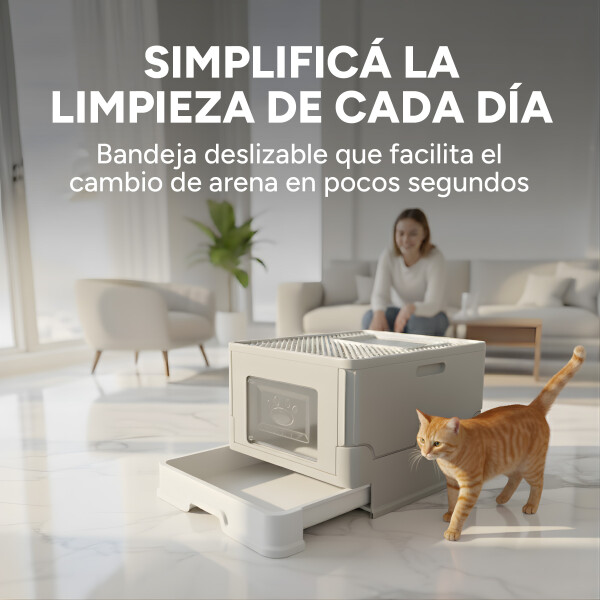 Baño Cerrado Sanitario De Gato Con Bandeja Extraíble Y Pala Color Gris