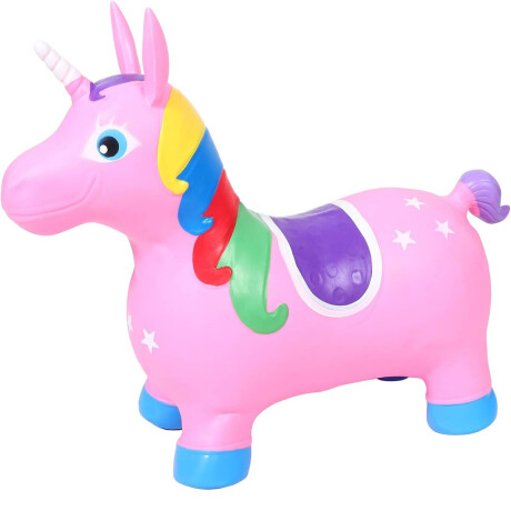 Unicornio Burrito Saltarín Inflable Juguete Sonido Rosa
