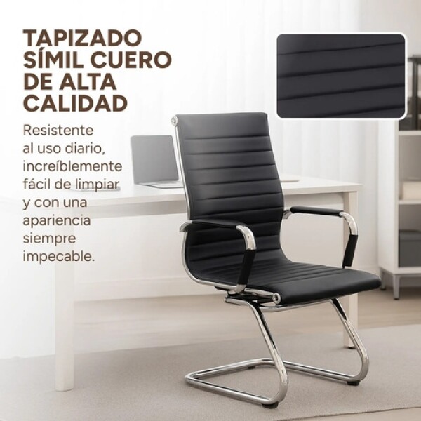Silla Oficina Escritorio Patas Fijas Respaldo Anatómico Color Negro Plateado