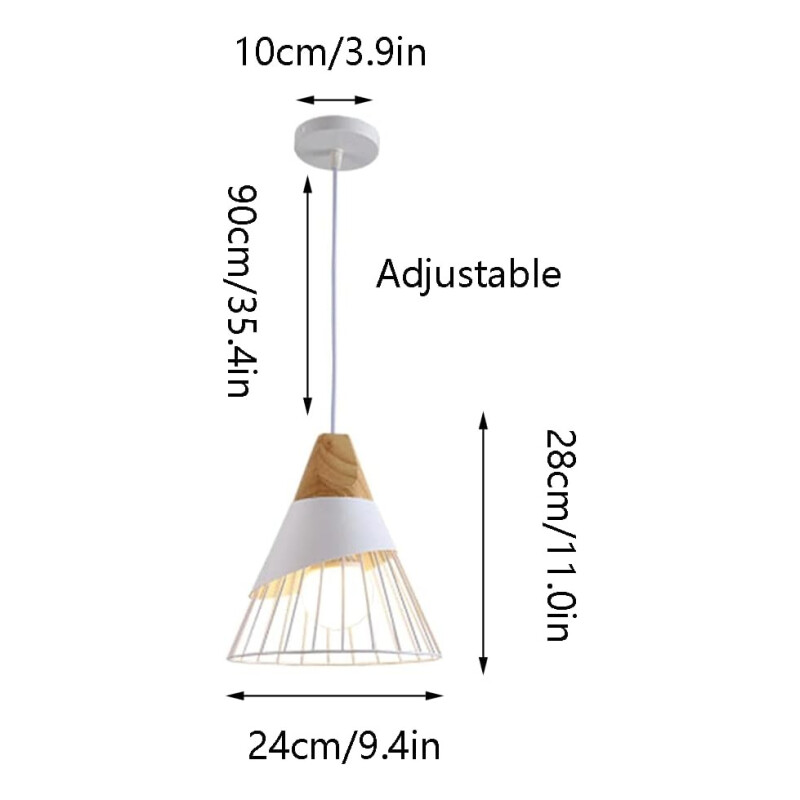 Lampara Nordica Conica Metal Y Madera Columbus Blanco