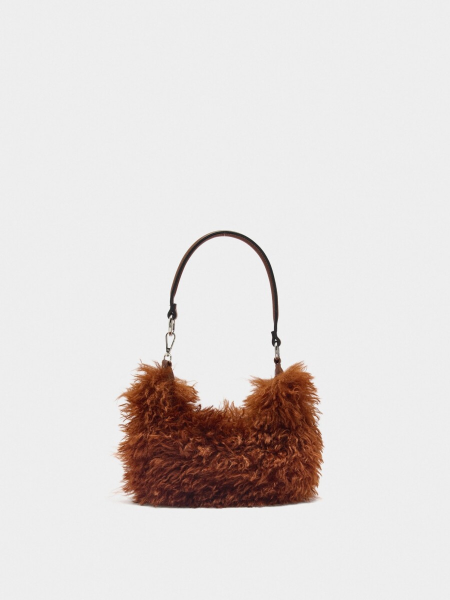 Bolso De Hombro Efecto Pelo naranja