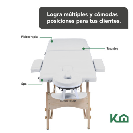 Cama Camilla Masajes Portatil Plegable 2 Secciones Blanco