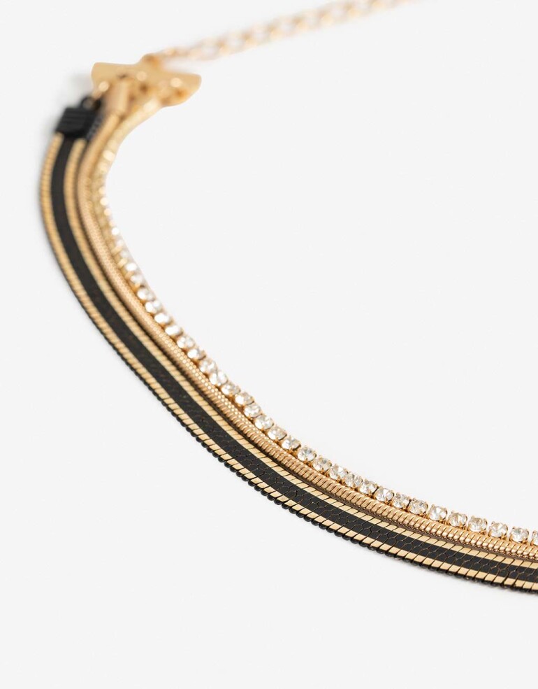 Collares Cortos Color Collares Cortos Black - Dorado