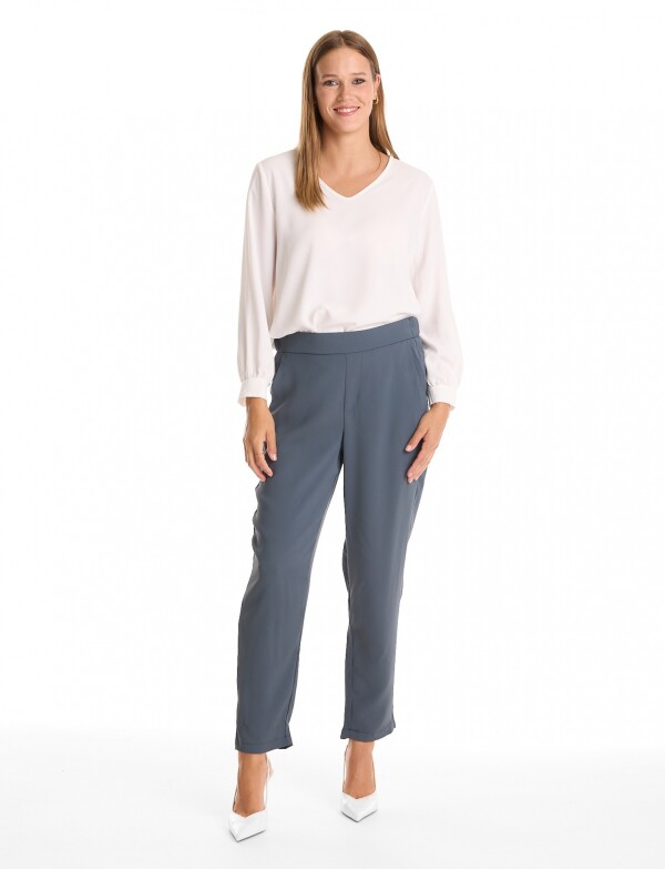 Pantalon Relaxed Fit & Cintura Elástica Posterior GRIS OSCURO