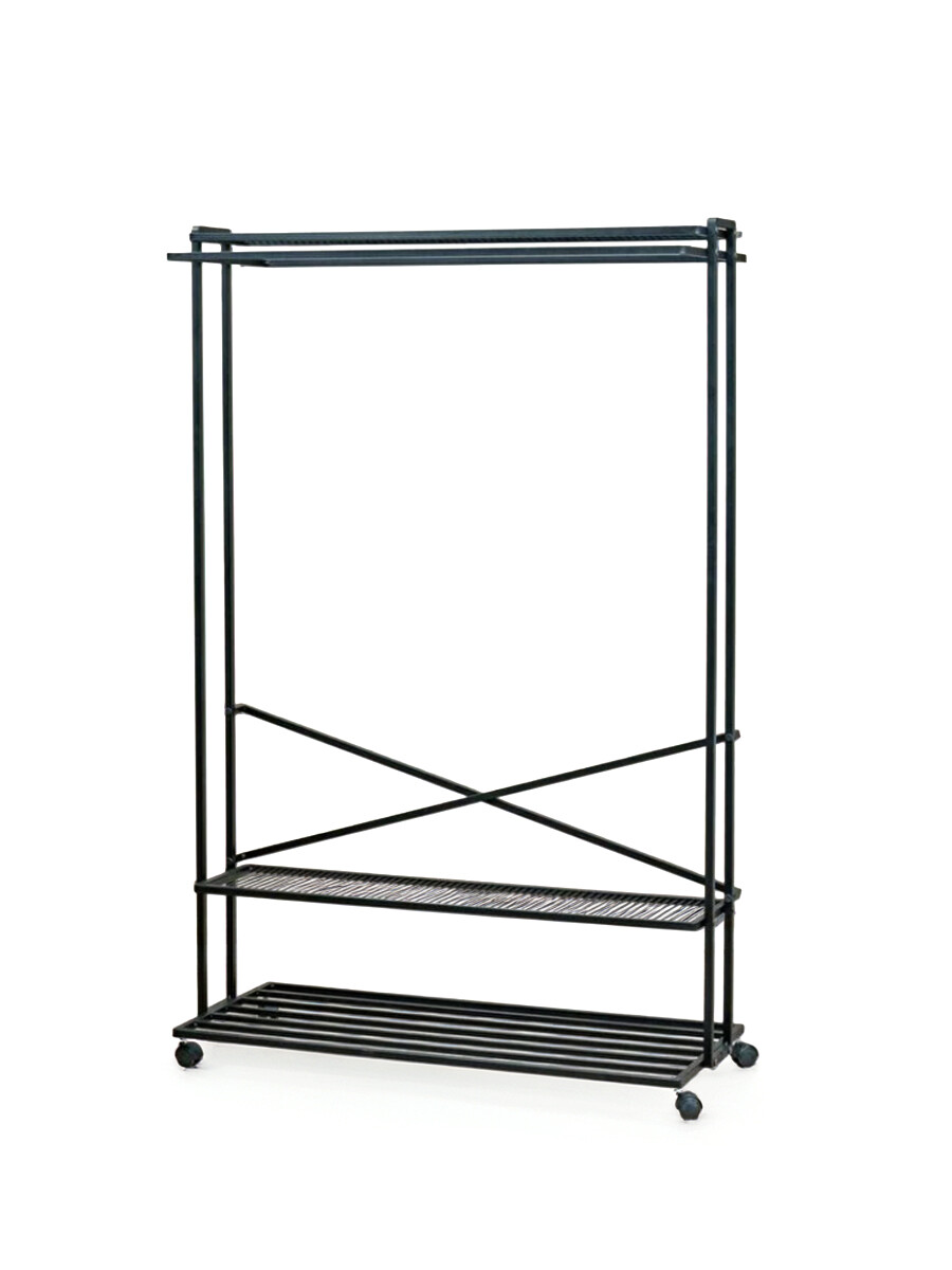 PERCHERO HIERRO CON RUEDAS - NEGRO 