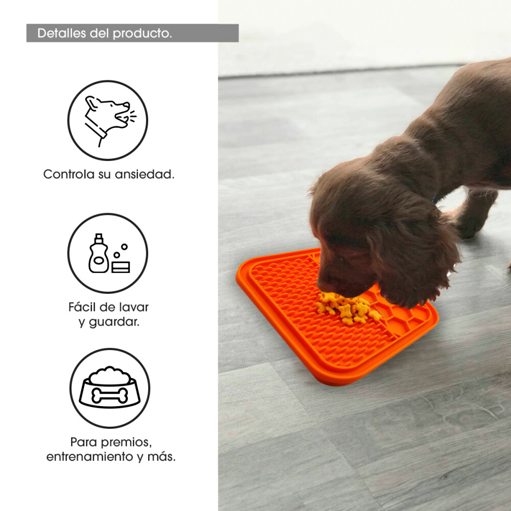 Plato Texturado Lamer Antiansiedad Lick Mat Color naranja