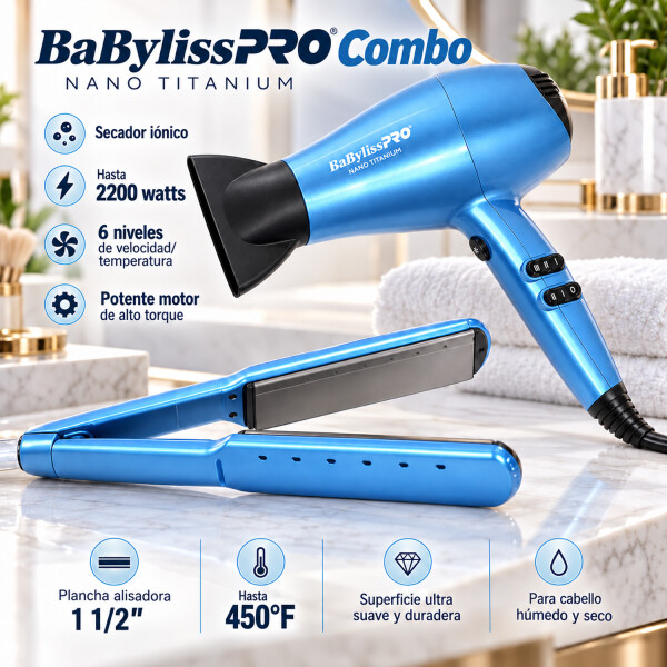 Combo Babylisspro Nano Titanium Plancha + Secador Bntblpp41uz COMBO SECADOR BABYLISS + PLANCHA 4083 CE