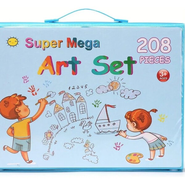 Set Kit Arte Dibujo Y Pinturas 208 Piezas Valija Infantil Ax Variante Color Azul