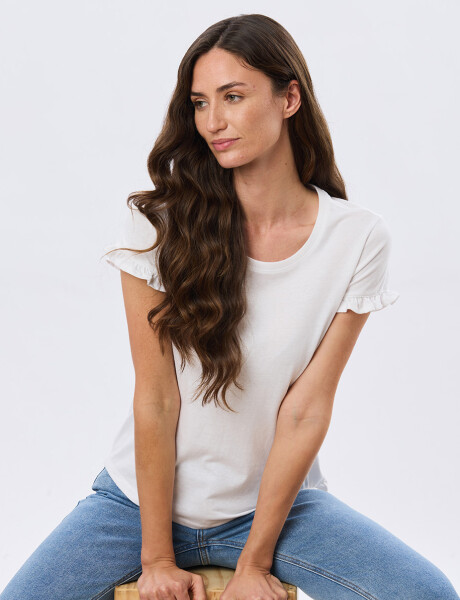 REMERA DE ALGODÓN CON VOLADO Blanco