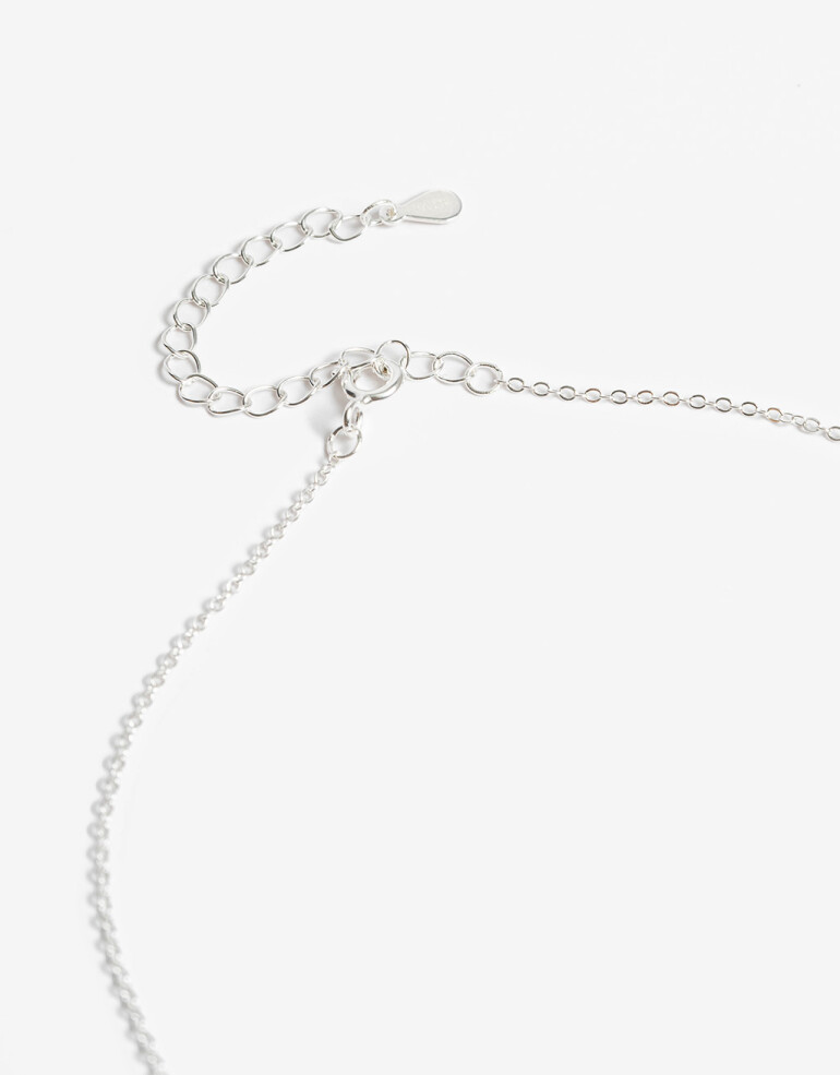 Cadena Corta con Dije Strass Cadena Con Dije Plata 925 Y Cubic - Plateado