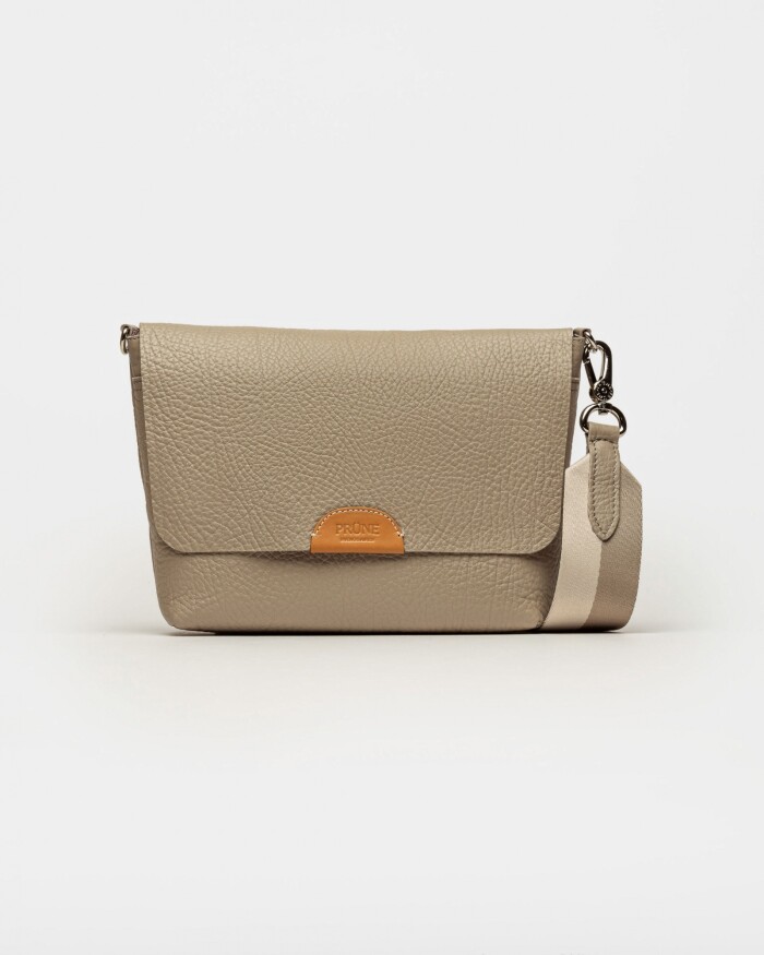 Morral Nina en cuero graneado Taupe Niquel