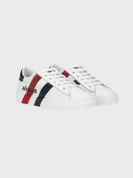 Moncler Kids- Calzado deportivo de cuero acordonado, MATHIEU SCARPA Negro Estampado