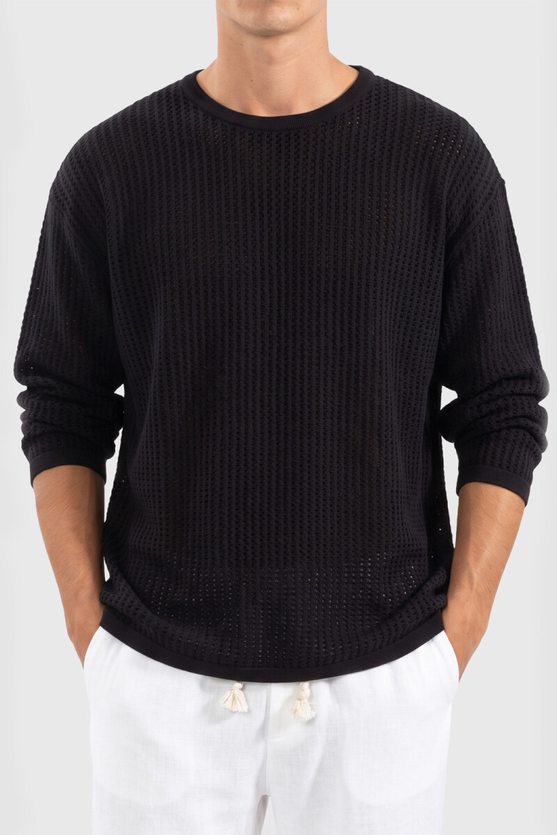 LONG SLEEVE KNITTED SHIRT Black