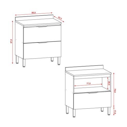 Modulo Bajo Mesada Ollero Para Cocina De 80 cms. GAMAS DE BEIGE