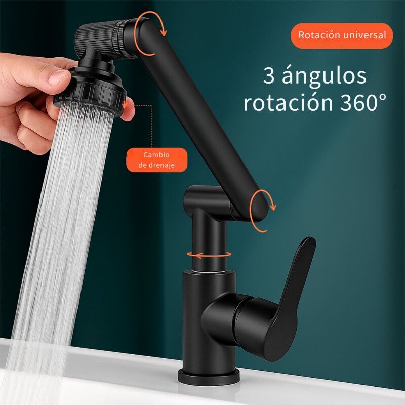 Canilla Baño Grifo Monocomando Griferia Giratorio 360 Negro Canilla Baño Grifo Monocomando Griferia Giratorio 360 Negro