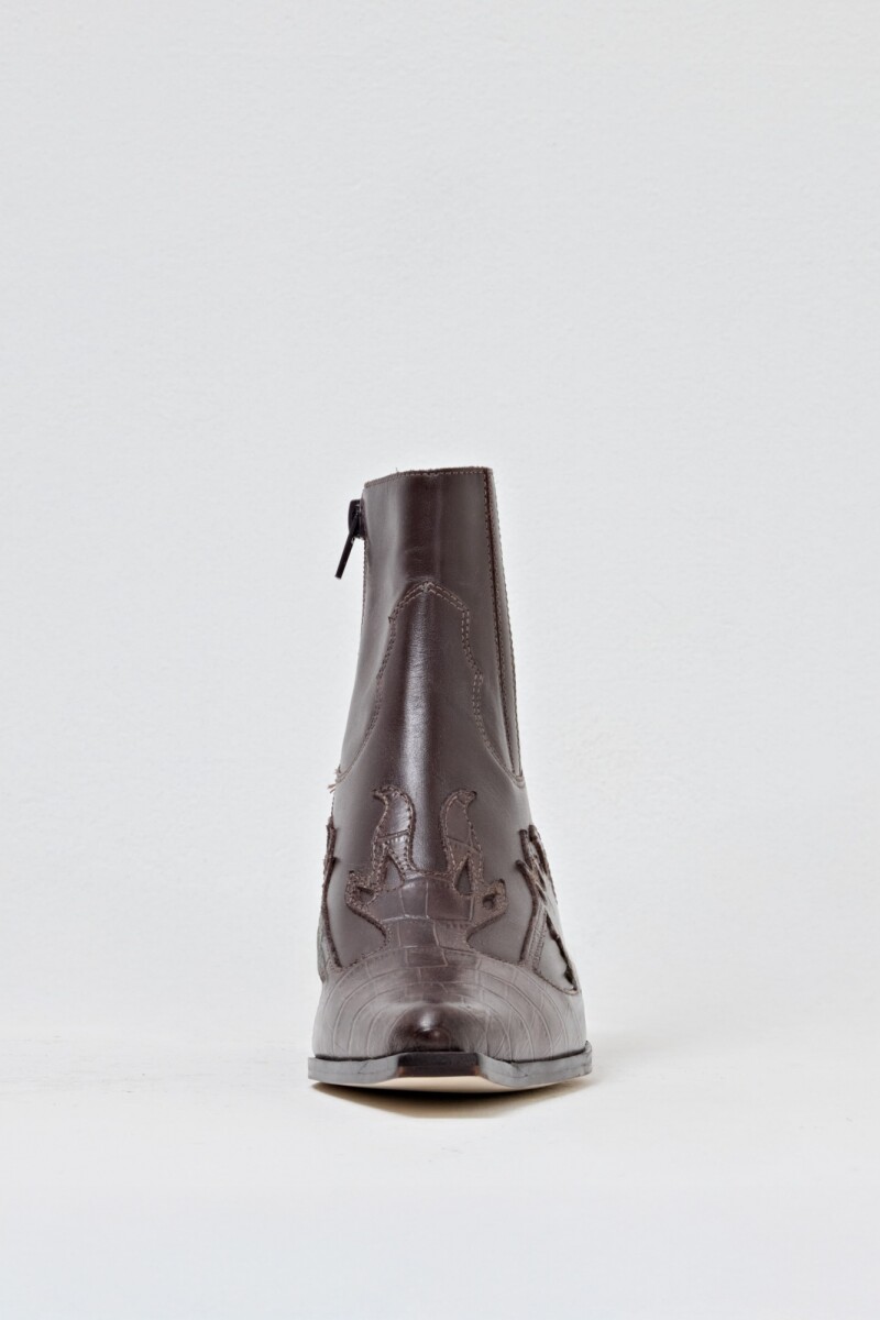 Bota de cuero Texi croco chocolate