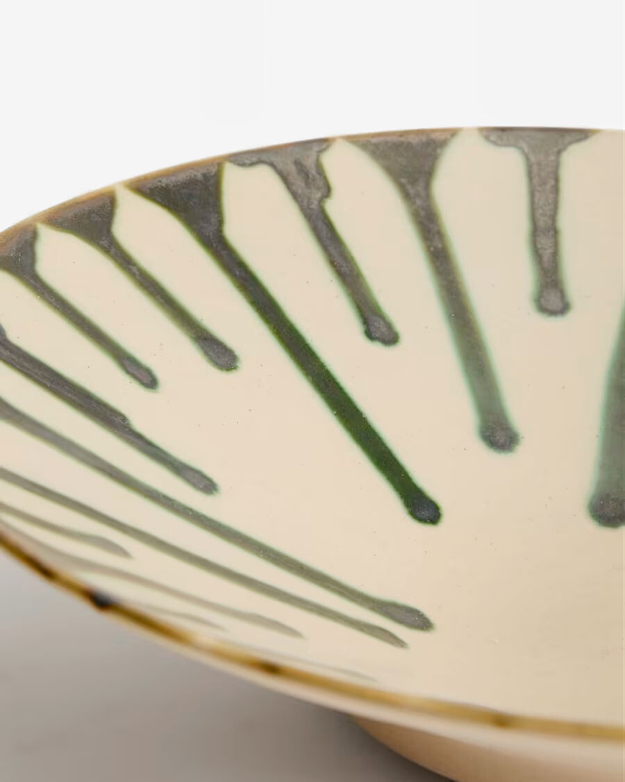 Centro de mesa Olmera de cerámica beige y verde Ø 36,5 cm Centro de mesa Olmera de cerámica beige y verde Ø 36,5 cm