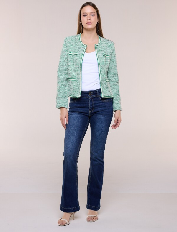 Chaqueta Tweed Con Pasamanería VERDE/MULTI