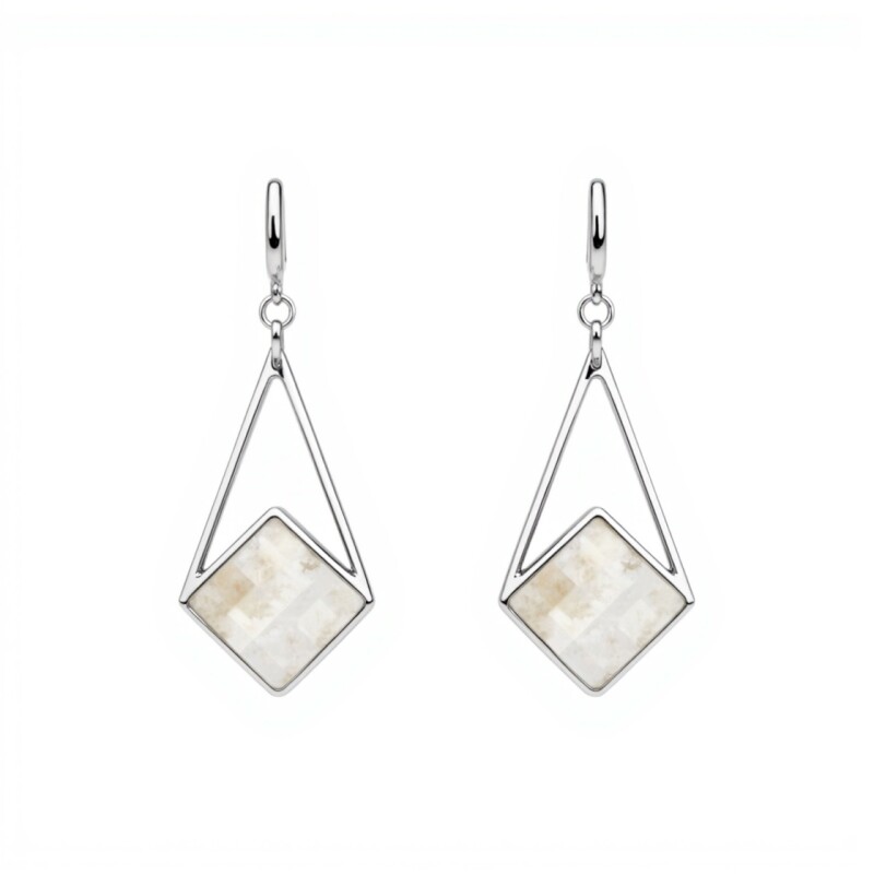 Caravanas trapezoides - Plata 925 - Nacar - CA4170 conpiedra