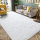 Alfombra Tapete Shaggy Peluda 100 X 150cm Pelo Alto Blanco