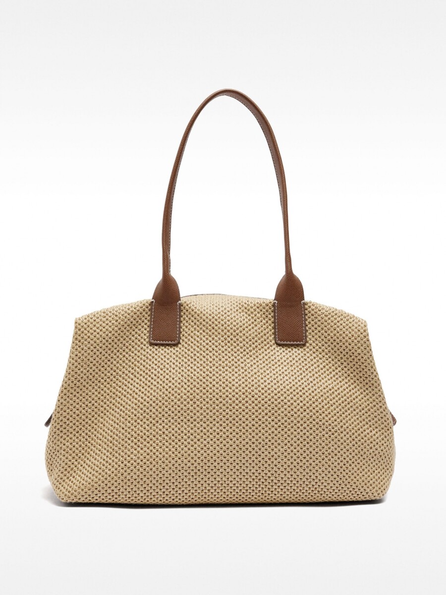 Bolso Shopper De Rafia Con Bandolera natural