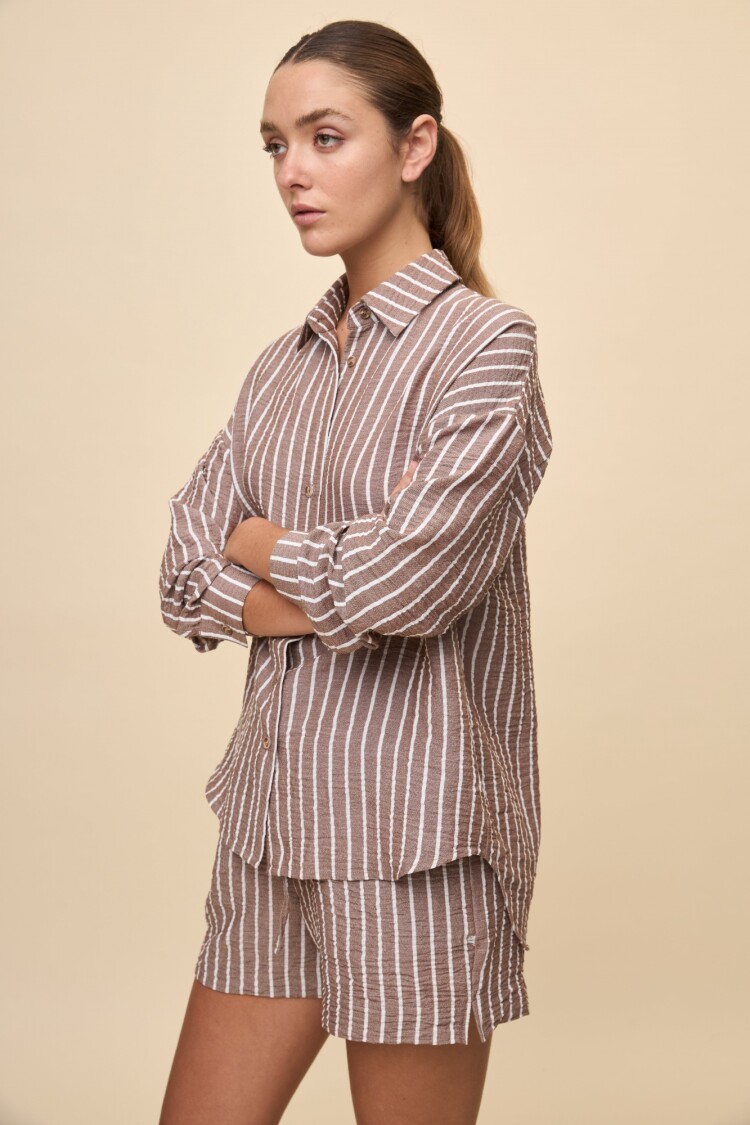 CAMISA SAUZAL STRIPED Chocolate