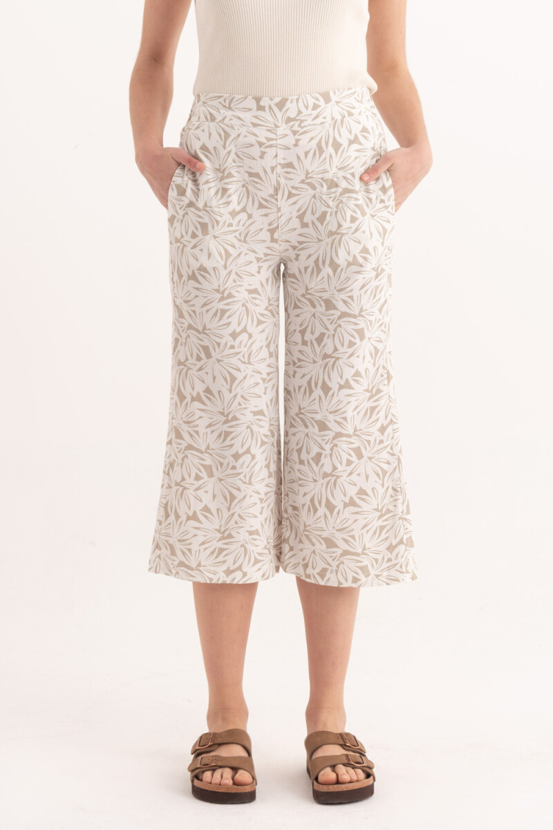 Pantalón palazzo de lino - Estampado 