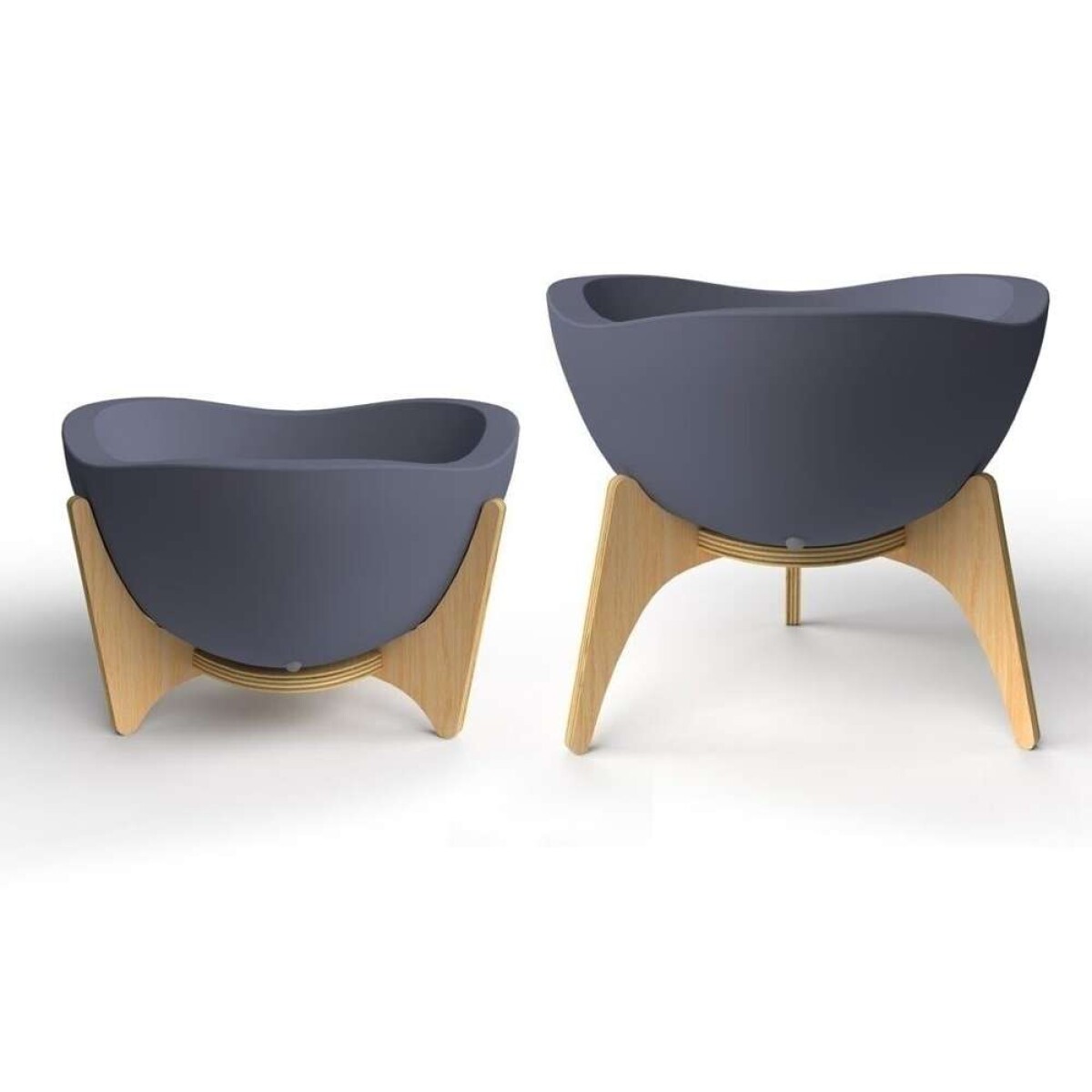 Maceta C/Base Madera 38X20Cm Tryas - Gris 