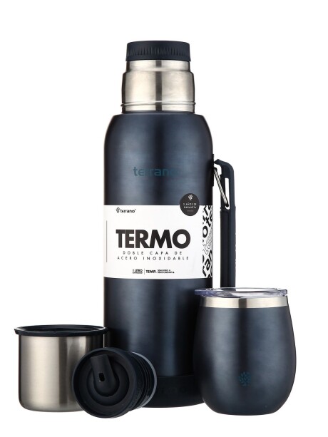Kit Metalizado Termo 1LT Con Base De Silicona + Mate De Acero Con Tapa Azul