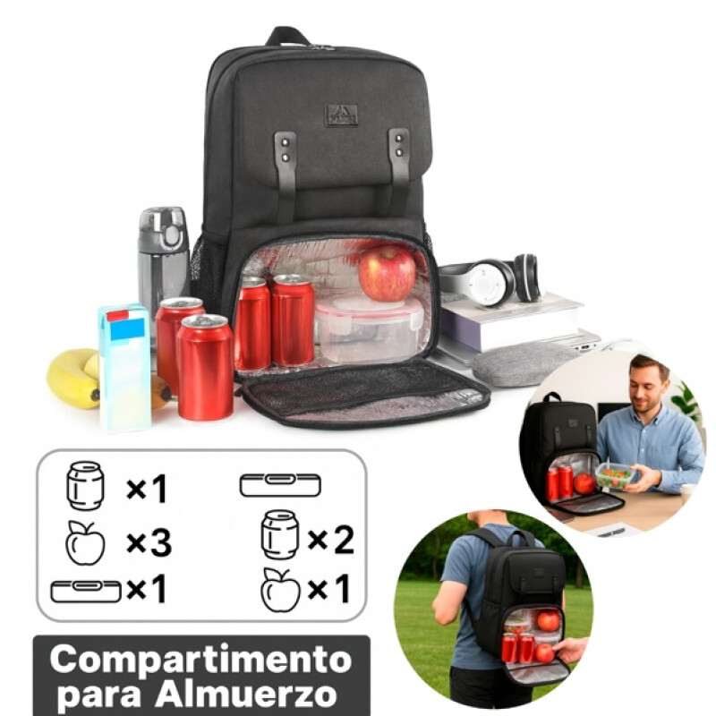 Mochila Lonchera Impermeable Porta Laptop Matein 1161 Negro